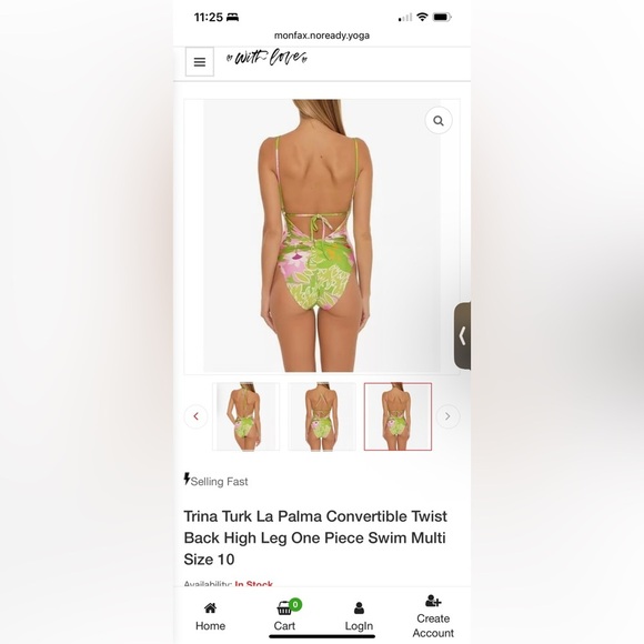 Trina Turk La Palma Convertible Twist Back High Leg One Piece Swim Multi Size 14 - Picture 4 of 5